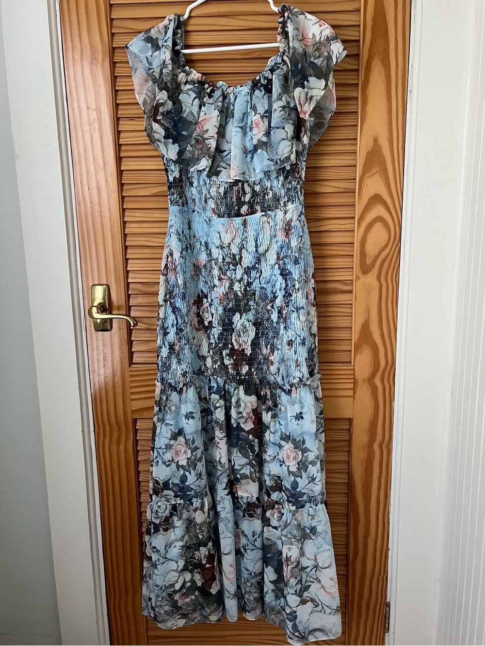 Baltic Born - Amalfi Smocked Maxi Dress - Blue Floral XL